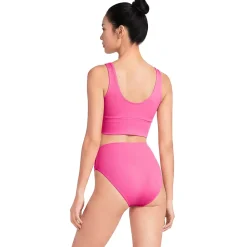 Women's Tugless Ribbed Midkini and High Waisted Bottom Swimsuit Set