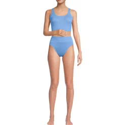 Women's Tugless Ribbed Midkini and High Waisted Bottom Swimsuit Set