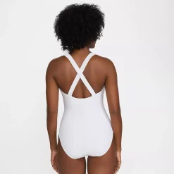 Women's Tugless Ribbed X-Back One Piece Swimsuit