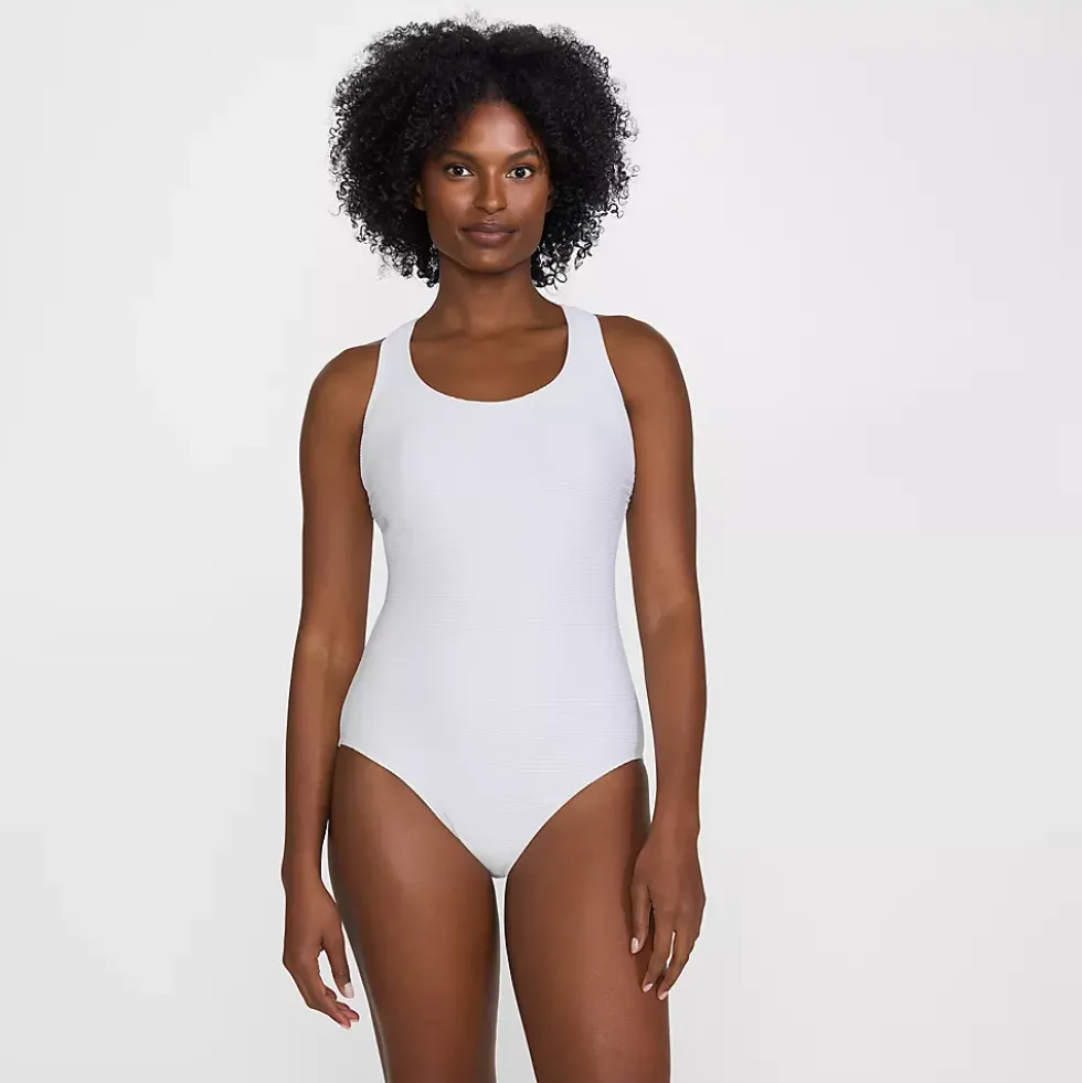 Women's Tugless Ribbed X-Back One Piece Swimsuit
