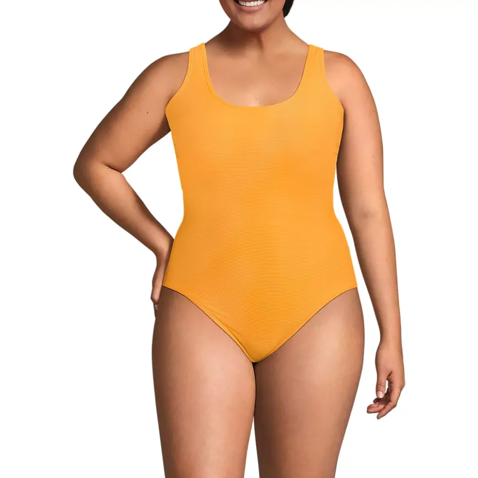 Women's Tugless Ribbed X-Back One Piece Swimsuit