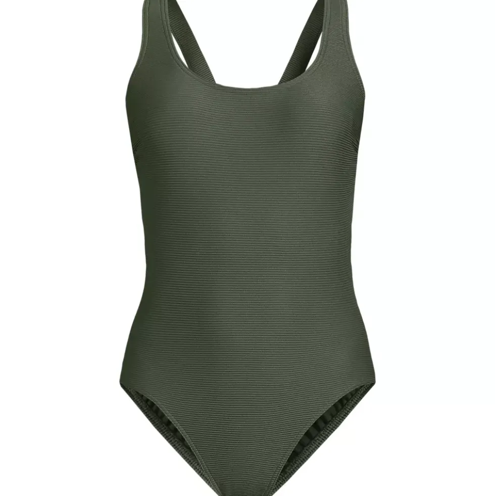 Women's Tugless Ribbed X-Back One Piece Swimsuit