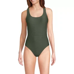 Women's Tugless Ribbed X-Back One Piece Swimsuit