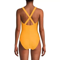 Women's Tugless Ribbed X-Back One Piece Swimsuit