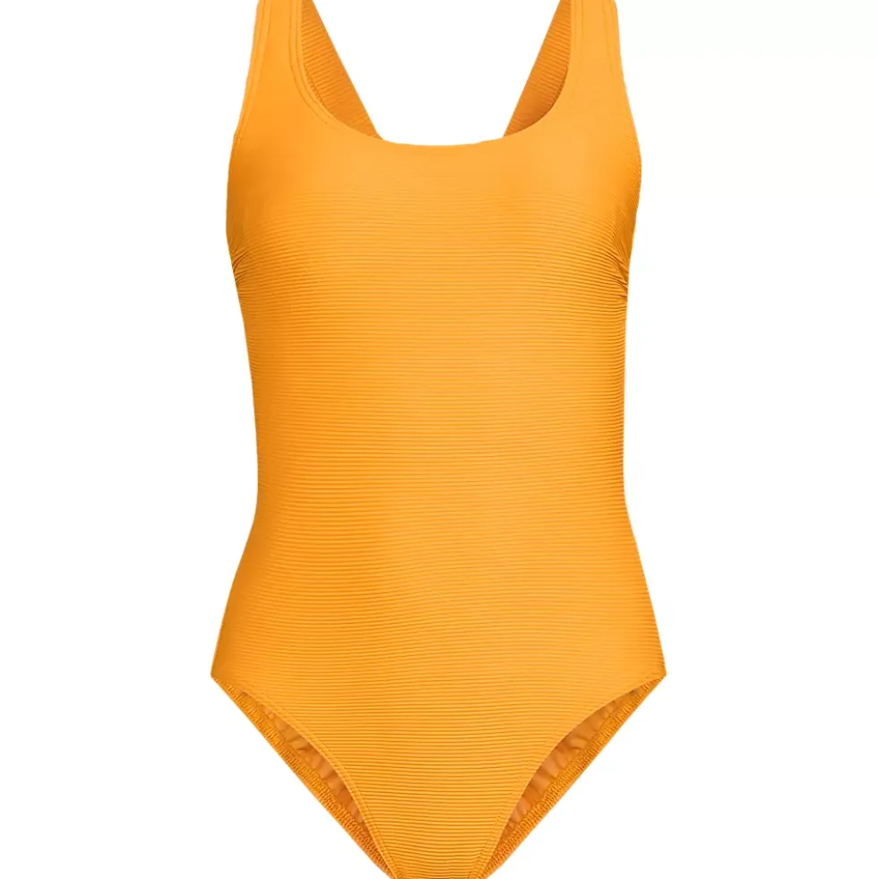 Women's Tugless Ribbed X-Back One Piece Swimsuit