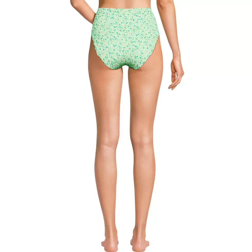 Women's Tugless Scallop High Waisted Bikini Bottoms