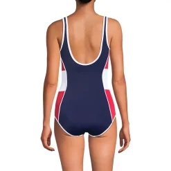 Women's Tugless Scoop Neck Colorblock Low Leg One Piece