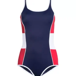Women's Tugless Scoop Neck Colorblock Low Leg One Piece