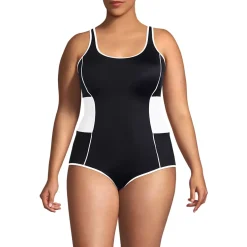 Women's Tugless Scoop Neck Colorblock Low Leg One Piece