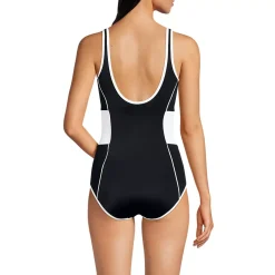 Women's Tugless Scoop Neck Colorblock Low Leg One Piece