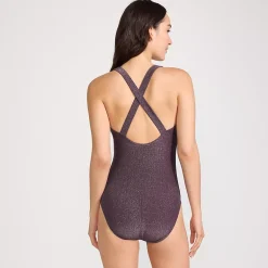 Women's Tugless Shine X-Back One Piece Swimsuit