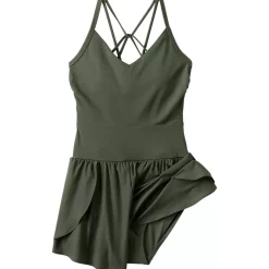 Women's Tugless Strappy X-Back Romper Swimsuit