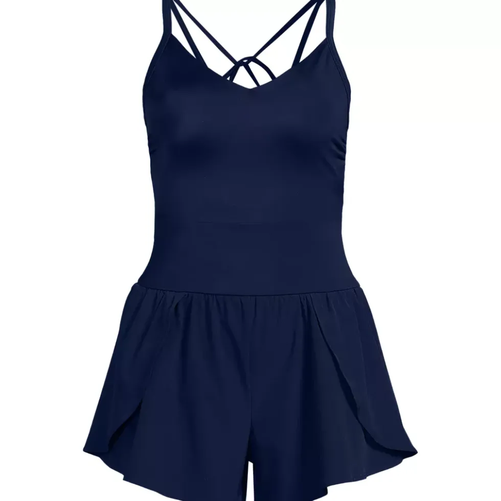 Women's Tugless Strappy X-Back Romper Swimsuit