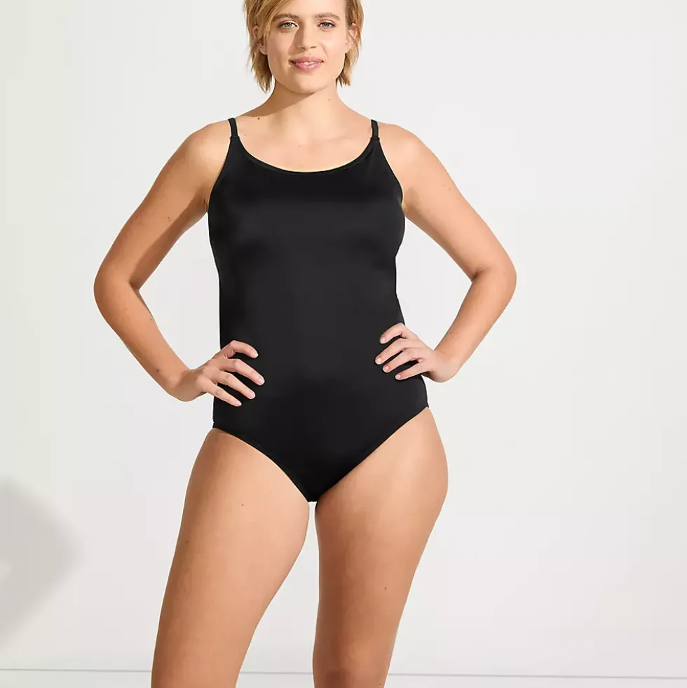 Women's Tugless Thin Strap One Piece Swimsuit