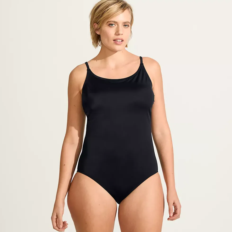 Women's Tugless Thin Strap One Piece Swimsuit