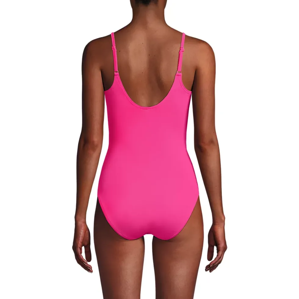Women's Tugless Thin Strap One Piece Swimsuit