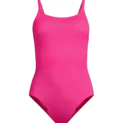 Women's Tugless Thin Strap One Piece Swimsuit