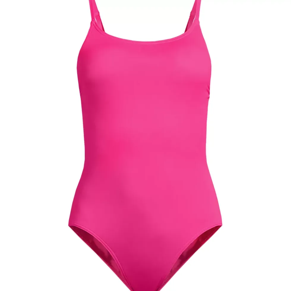 Women's Tugless Thin Strap One Piece Swimsuit