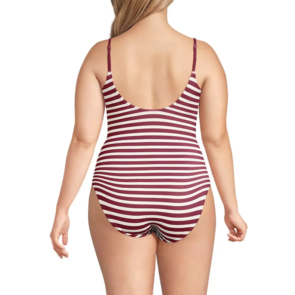 Women's Tugless Thin Strap One Piece Swimsuit