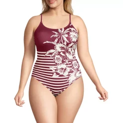 Women's Tugless Thin Strap One Piece Swimsuit