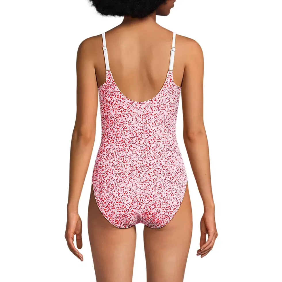 Women's Tugless Thin Strap One Piece Swimsuit