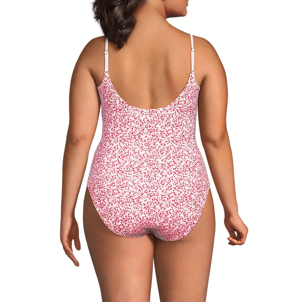 Women's Tugless Thin Strap One Piece Swimsuit