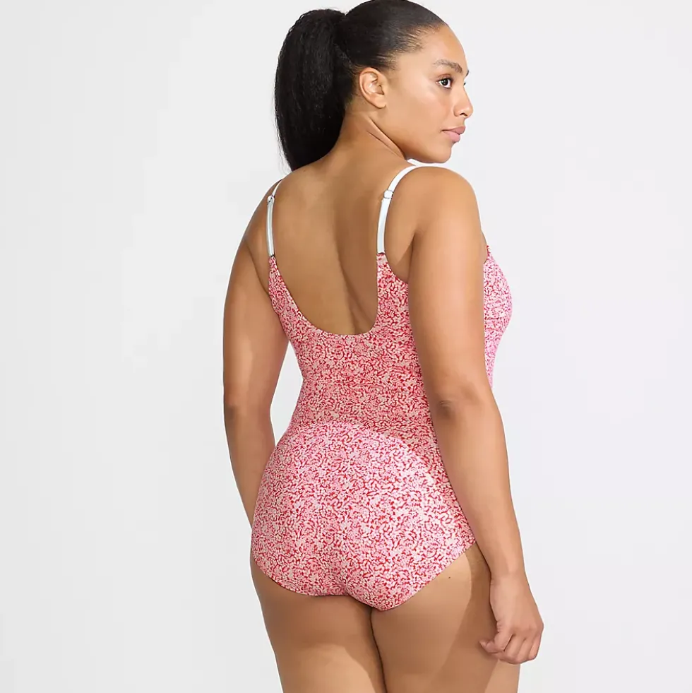 Women's Tugless Thin Strap One Piece Swimsuit