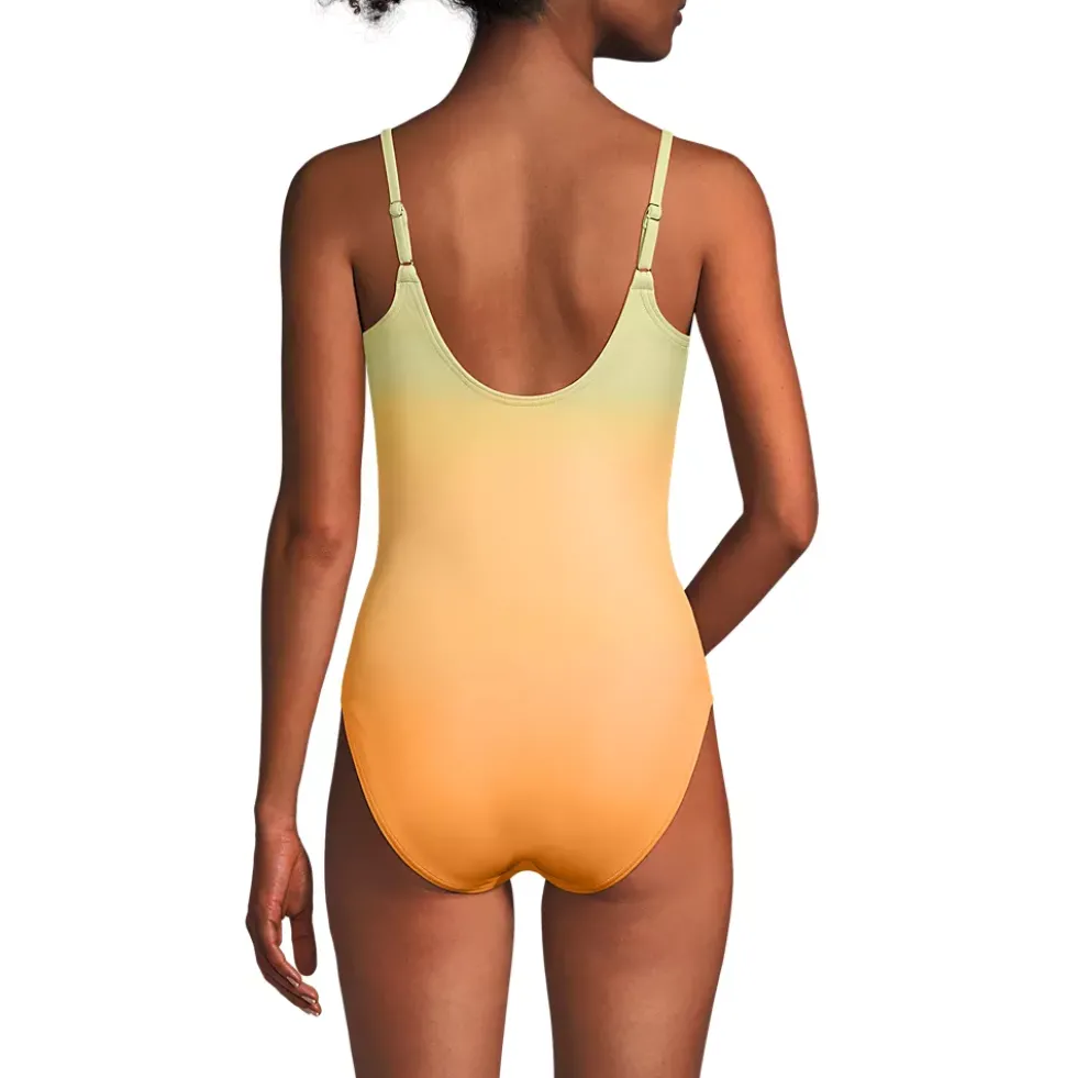 Women's Tugless Thin Strap One Piece Swimsuit