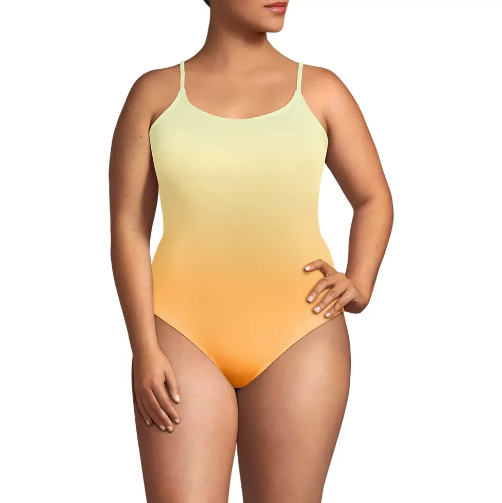 Women's Tugless Thin Strap One Piece Swimsuit