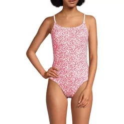 Women's Tugless Thin Strap One Piece Swimsuit
