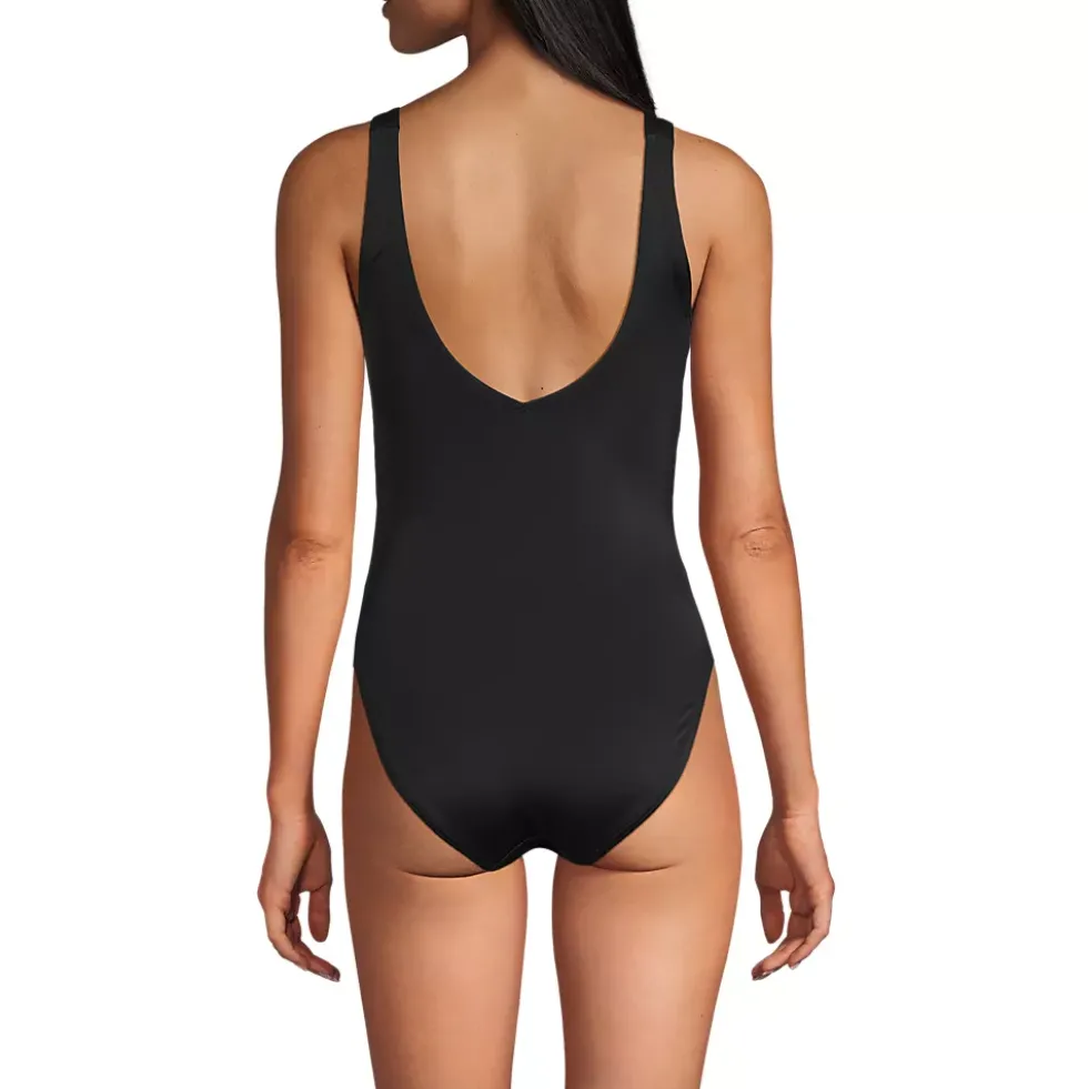 Women's Tugless V-Neck High Leg One Piece Swimsuit