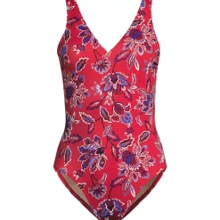 Women's Tugless V-Neck High Leg One Piece Swimsuit
