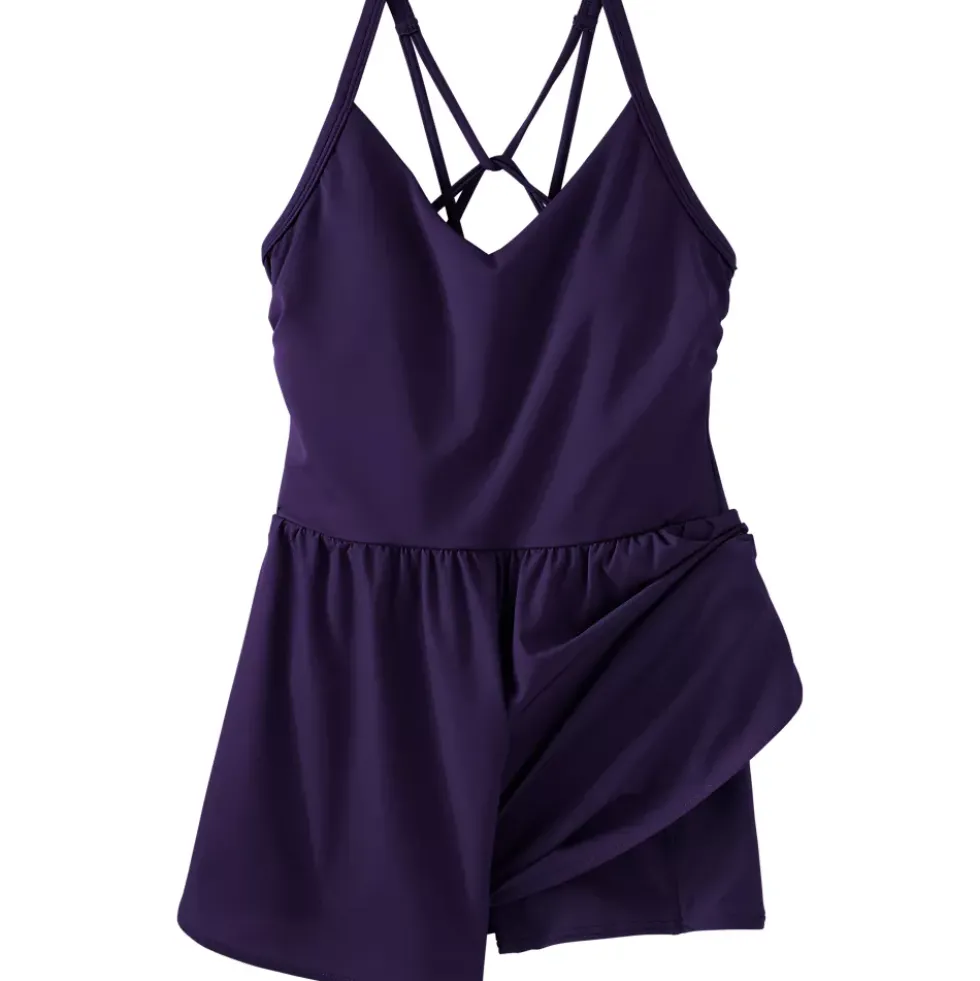Women's Tugless V-Neck Strappy X-Back Swim Romper