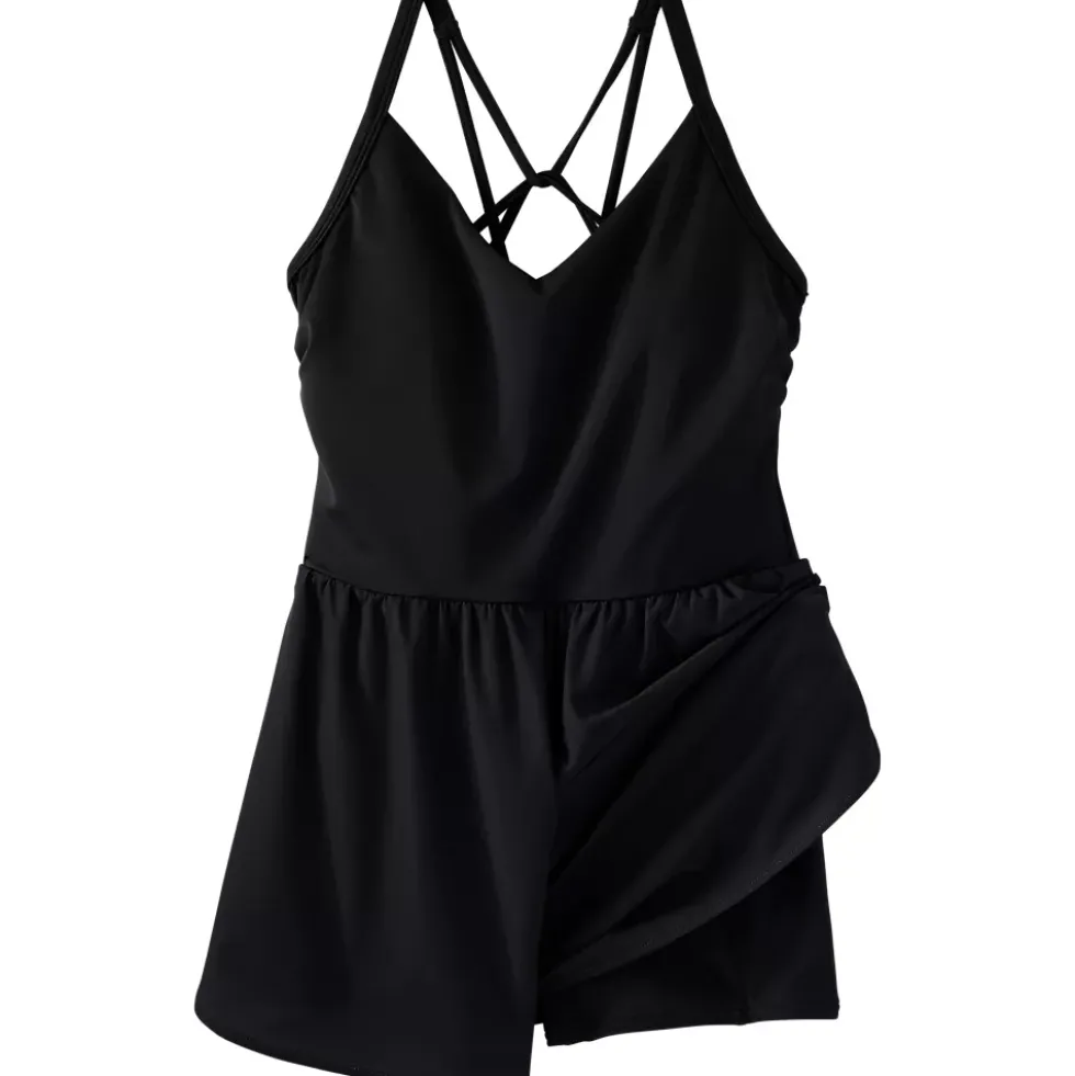 Women's Tugless V-Neck Strappy X-Back Swim Romper