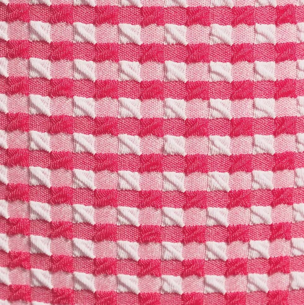 Women's Tummy Control Gingham Tugless High Waisted Bikini Bottoms