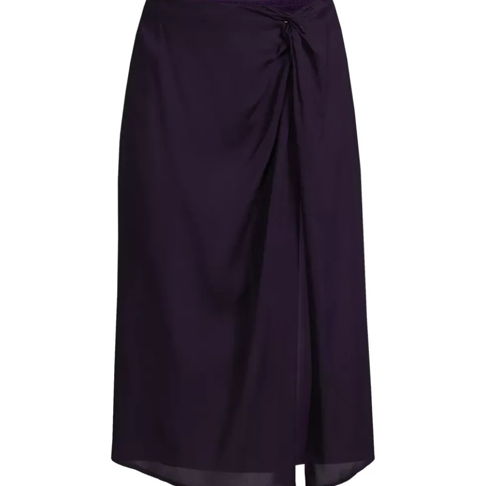 Women's Twist Front Knee Length Swim Cover-up Skirt