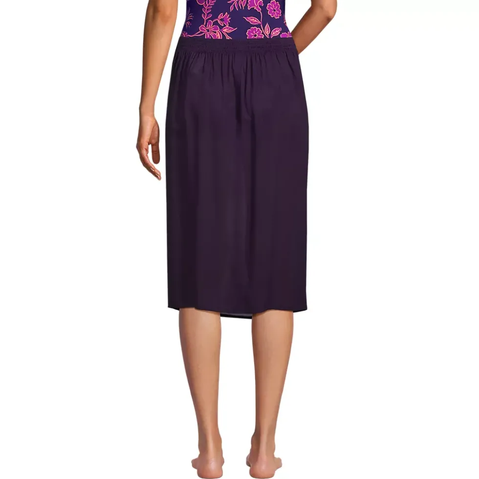 Women's Twist Front Knee Length Swim Cover-up Skirt