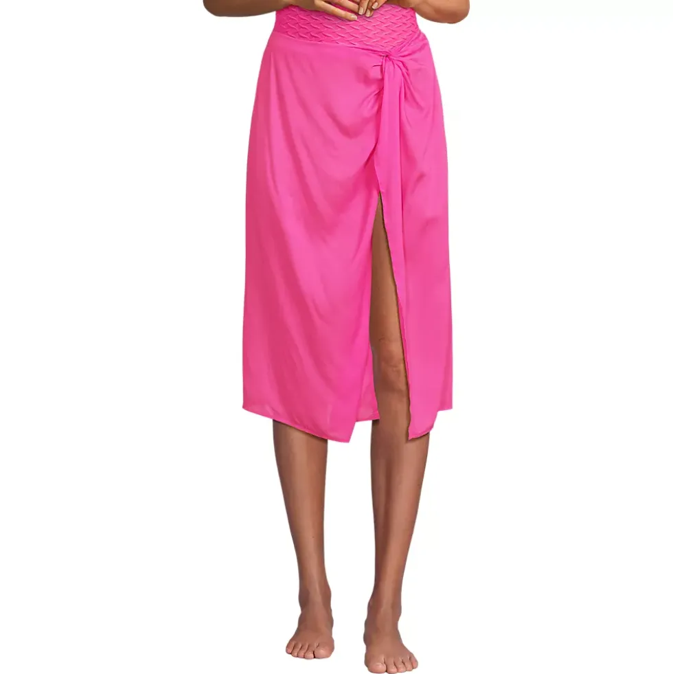 Women's Twist Front Knee Length Swim Cover-up Skirt