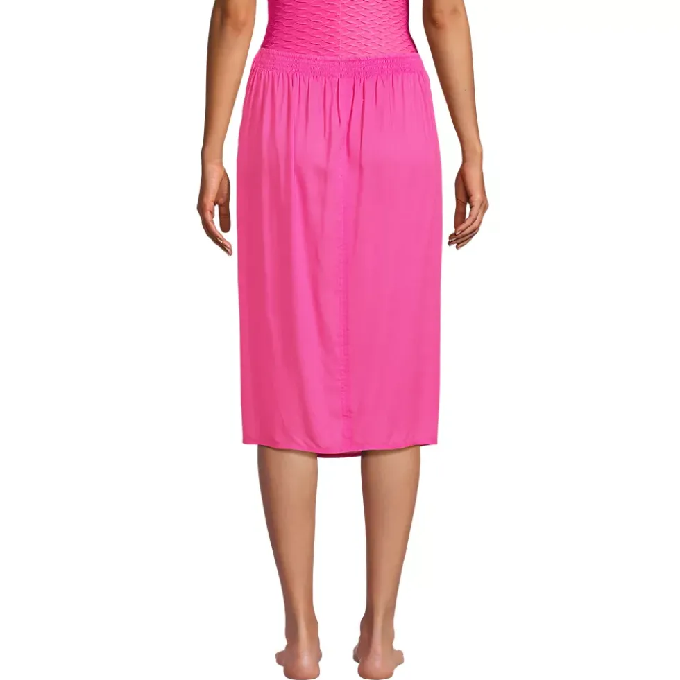 Women's Twist Front Knee Length Swim Cover-up Skirt