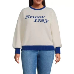 Women's Ultrasoft Placed Jacquard Jersey Crew Neck Sweater