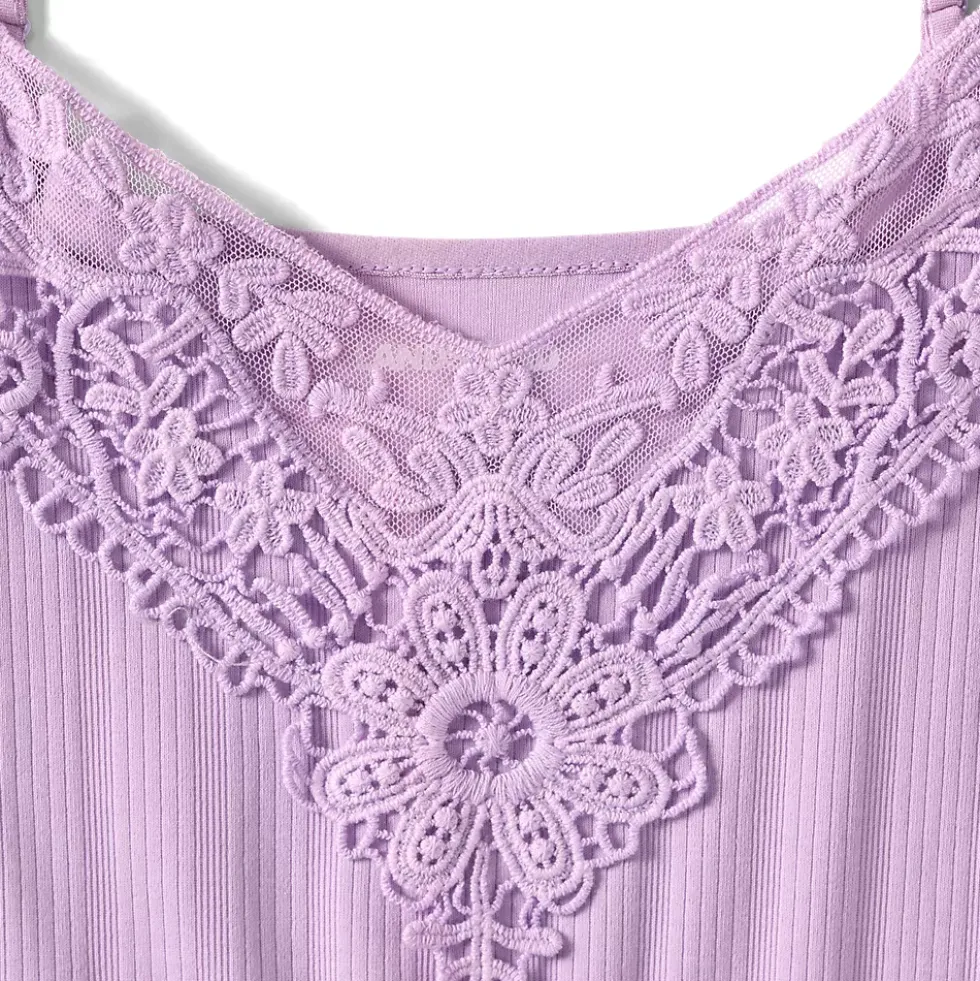 Women's Variegated Micro Rib Lace Trim Cami