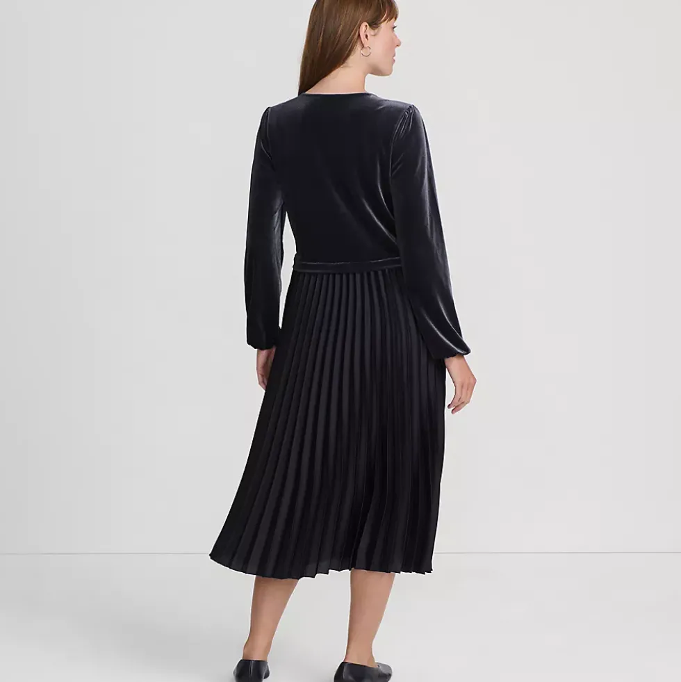 Women's Velvet and Satin Duet Midi Dress
