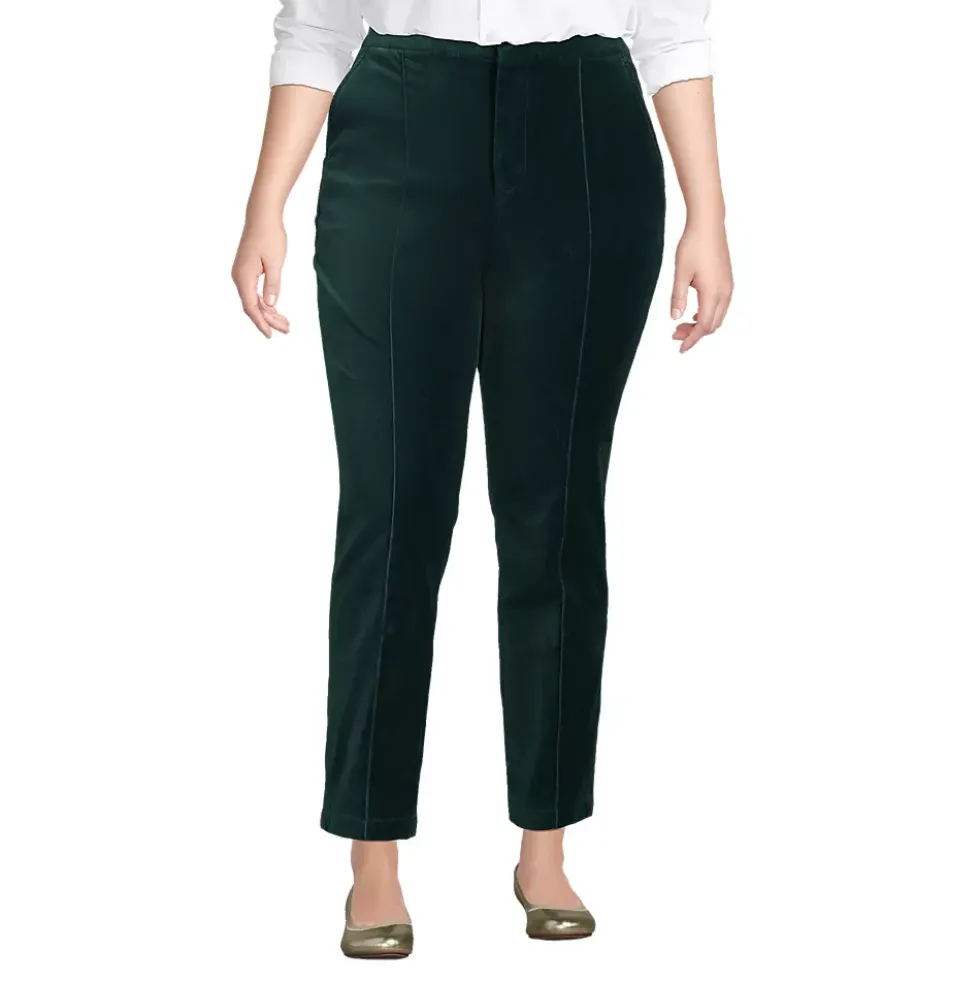 Women's Velvet High Rise Pintuck Pencil Ankle Pants