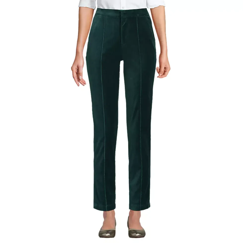 Women's Velvet High Rise Pintuck Pencil Ankle Pants