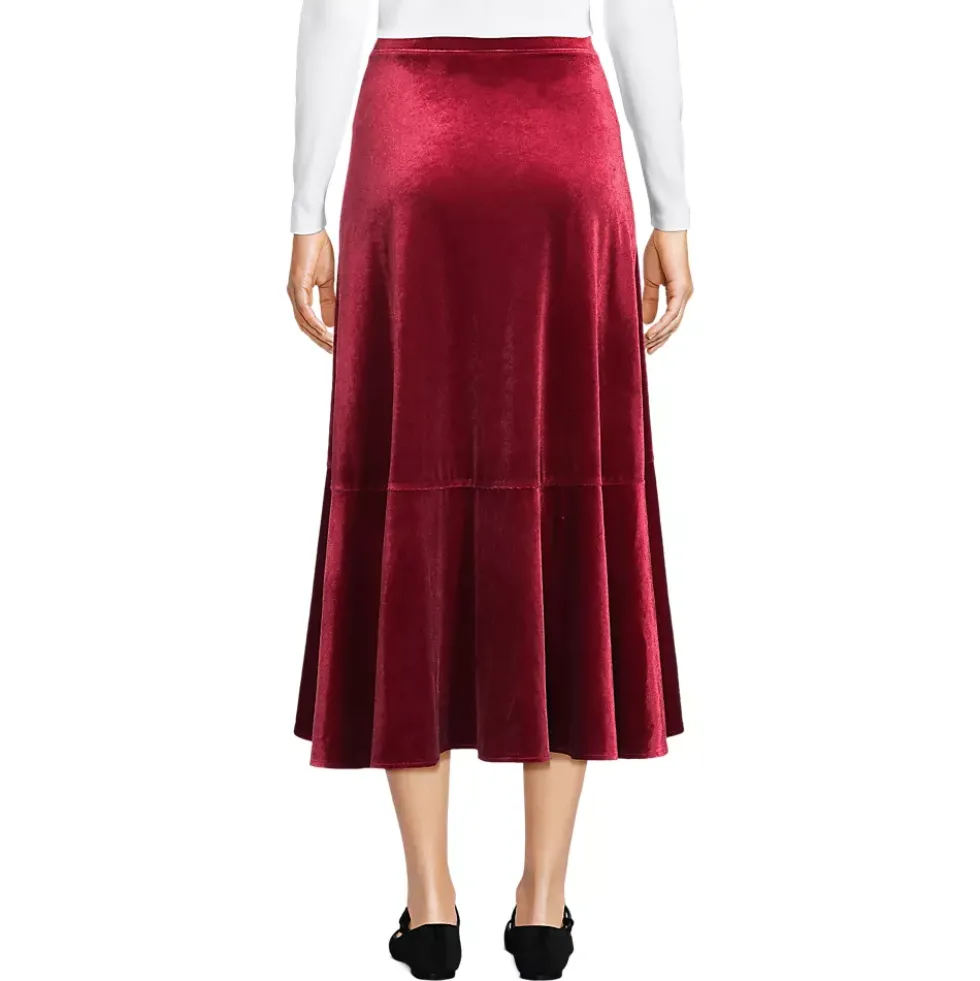 Women's Velvet Wrap Midi Skirt