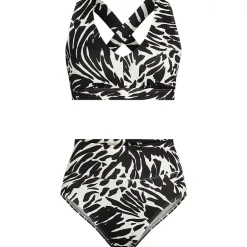 Women's V-Neck Bikini and High Waisted Bottom Swimsuit Set