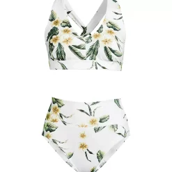 Women's V-Neck Bikini and High Waisted Bottom Swimsuit Set