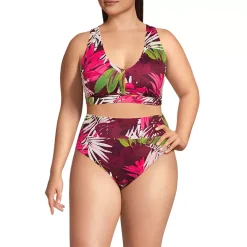 Women's V-Neck Bikini and High Waisted Bottom Swimsuit Set