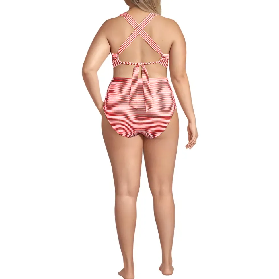 Women's V-Neck Bikini and High Waisted Bottom Swimsuit Set