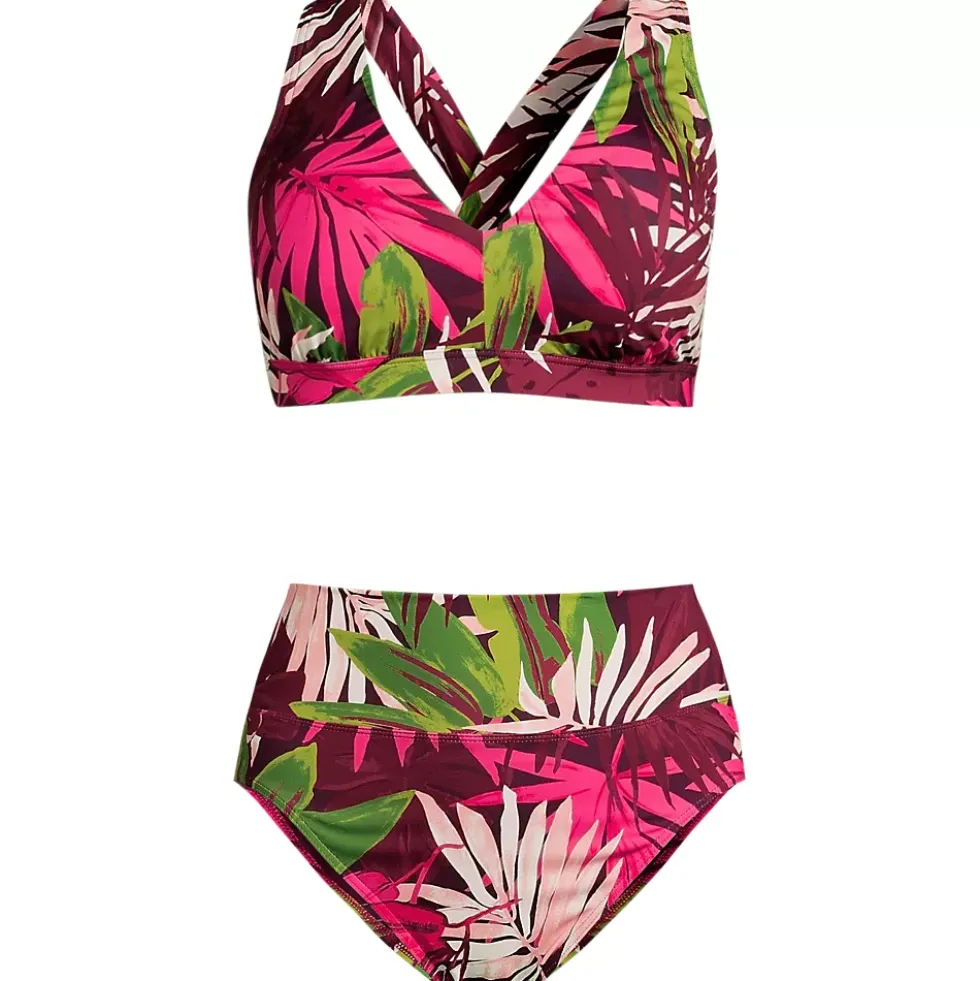 Women's V-Neck Bikini and High Waisted Bottom Swimsuit Set